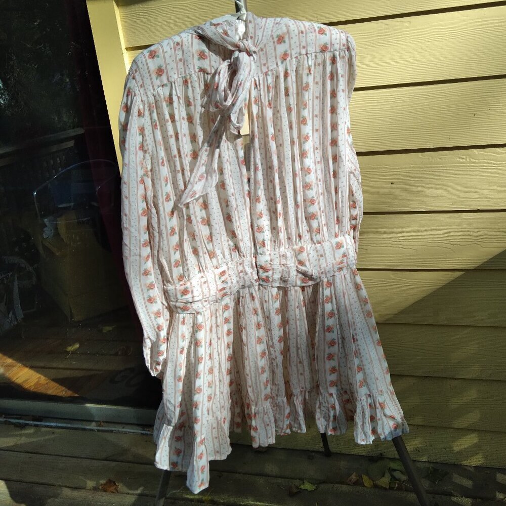 Anthropologie 'Let Me Be' NWT Floral Chiffon Flowy Romantic Mini Dress Sz XL - Picture 4 of 11